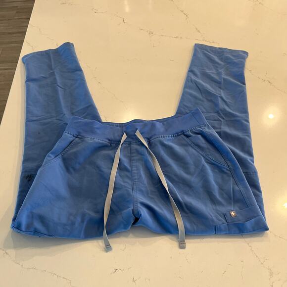 Figs High Waisted Yola Skinny Scrub Pants Light Blue Size Large - Picture 3 of 9